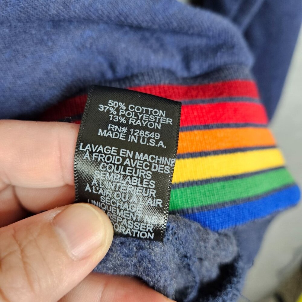 AVIATOR NATION Unisex Adult Rainbow Rib Pullover Navy Sweatshirt Sz M - Picture 2 of 7